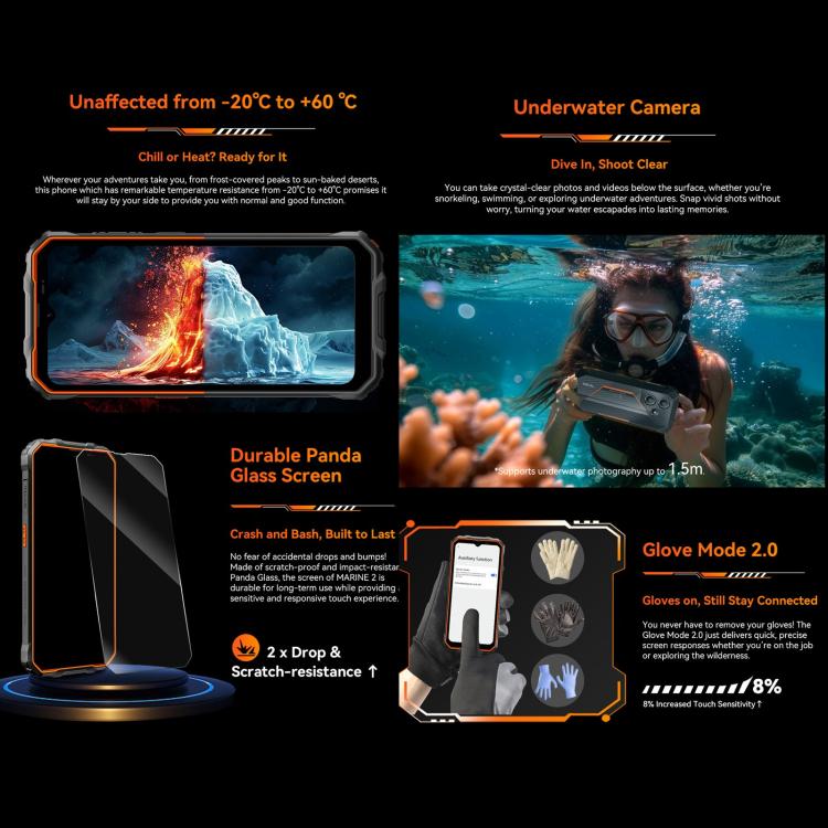 Blackview Oscal Marine 2, 4GB+64GB, 6,56 pouces Android 15 Unisoc UMS9230E T615 Octa Core, Réseau: 4G, OTG, NFC, 4GB+64GB