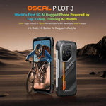 Téléphone robuste Blackview Oscal Pilot 3 5G, 12 Go+256 Go, appareil photo vision nocturne, Android 15 de 6,56 pouces, processeur octa-core MediaTek Dimensity 6300, réseau : 5G, OTG, NFC