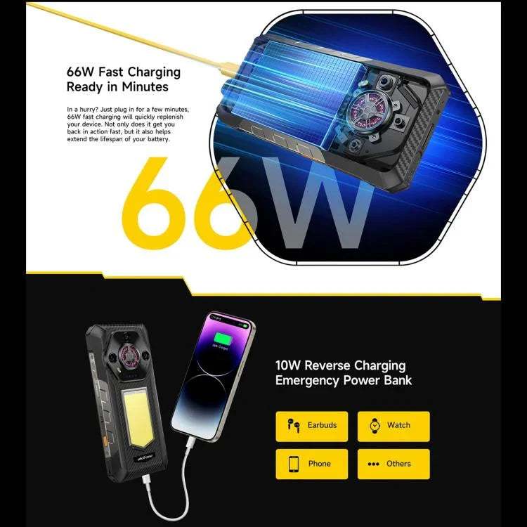 Ulefone Armor 30, 12 Go+512 Go, Vision nocturne, Téléphone robuste IP68/IP69K, Android 15 de 6,95 pouces MediaTek Helio G100 Octa Core, Réseau : 4G, NFC, OTG, Armor 30