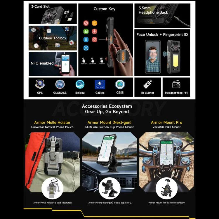 Ulefone Armor 30, 12 Go+512 Go, Vision nocturne, Téléphone robuste IP68/IP69K, Android 15 de 6,95 pouces MediaTek Helio G100 Octa Core, Réseau : 4G, NFC, OTG, Armor 30
