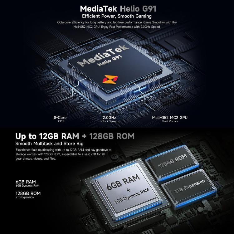 Ulefone Armor X16, 6 Go+128 Go, Vision Nocturne, Téléphone Robuste IP68/IP69K, Android 15 de 6,56 pouces MediaTek Helio G91 Octa Core, Réseau : 4G, NFC, OTG, Armor X16, 6 Go+128 Go