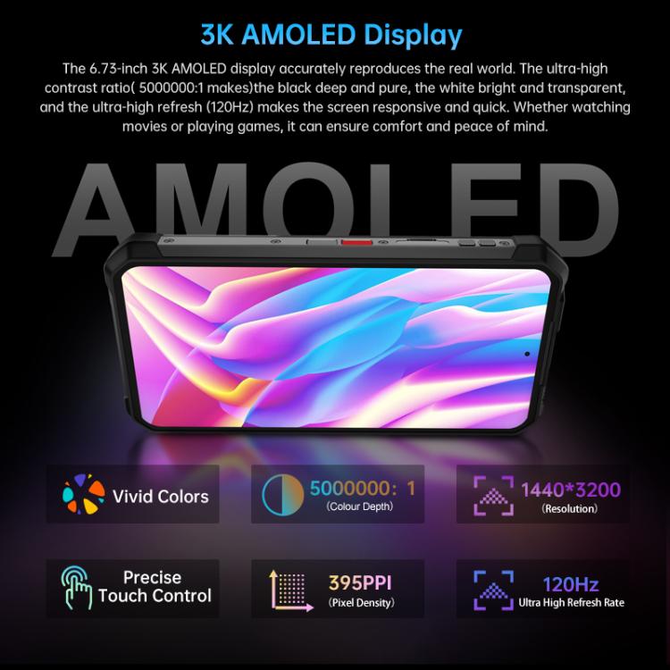 Téléphone robuste Unihertz Tank 4 Pro Projecteur, 16 Go+512 Go, Vision nocturne, Android 13 Dimensity 8300 Octa Core de 6,73 pouces, Réseau: 5G, NFC, 16 Go+512 Go