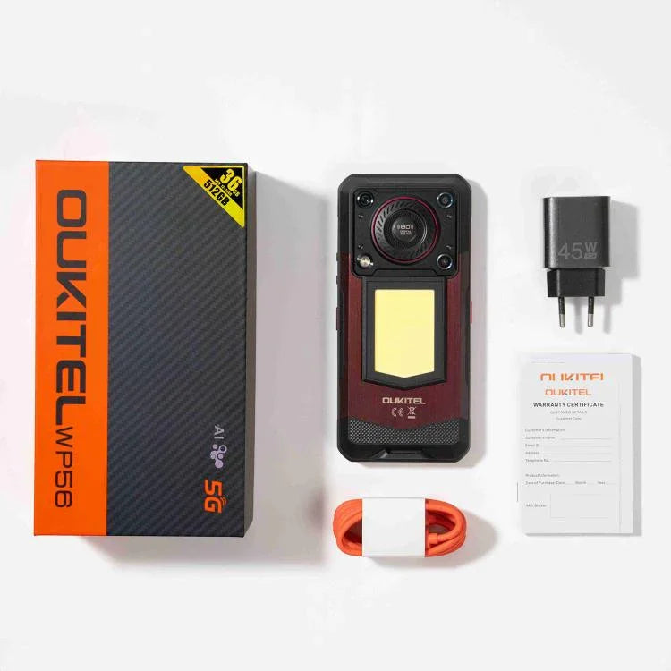 Téléphone robuste Oukitel WP56, 12 Go + 512 Go, appareil photo 108 MP, identification par empreinte digitale, Android 15 MTK Dimensity 7050 Octa Core 6,8 pouces, NFC, OTG, Réseau : 5G