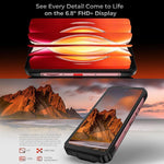 Téléphone robuste Oukitel WP56, 12 Go + 512 Go, appareil photo 108 MP, identification par empreinte digitale, Android 15 MTK Dimensity 7050 Octa Core 6,8 pouces, NFC, OTG, Réseau : 5G