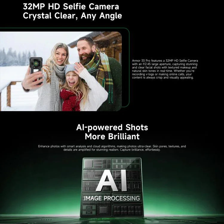 Téléphone Robuste Ulefone Armor 33 Pro, 16 Go+512 Go, Vision Nocturne, Double Écran 6,95 pouces + 3,4 pouces Android 14 MediaTek Dimensity 7300X Octa Core, Réseau : 5G, OTG, NFC, Armor 33 Pro
