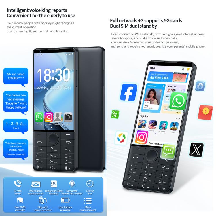Téléphone à clavier DOOV R70, 6 Go + 128 Go, écran Android 13 Mediatek MT6762 Octa Core de 4 pouces, réseau : 4G, prise en charge de Google Store, avec appareil photo, avec appareil photo