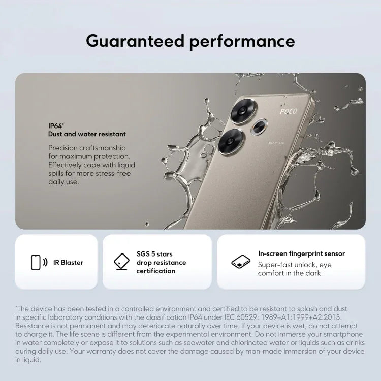 Xiaomi POCO F6 Global, 8 Go + 256 Go, lecteur d'empreintes digitales intégré à l'écran, écran 6,67 pouces, Xiaomi HyperOS, processeur Snapdragon 8s Gen 3 octa-core 3 GHz, NFC, réseau 5G, 8 Go + 256 Go