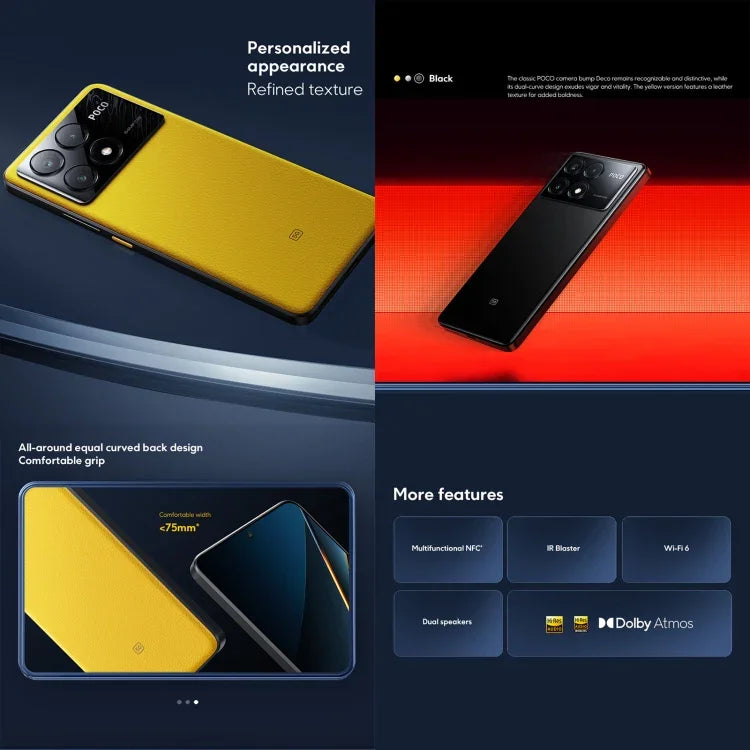 Xiaomi POCO X6 Pro Global, 12 Go + 512 Go, lecteur d'empreintes digitales intégré à l'écran, écran 6,67 pouces, Xiaomi HyperOS, processeur MediaTek Dimensity 8300-Ultra Octa Core 3,35 GHz, NFC, réseau : 5G