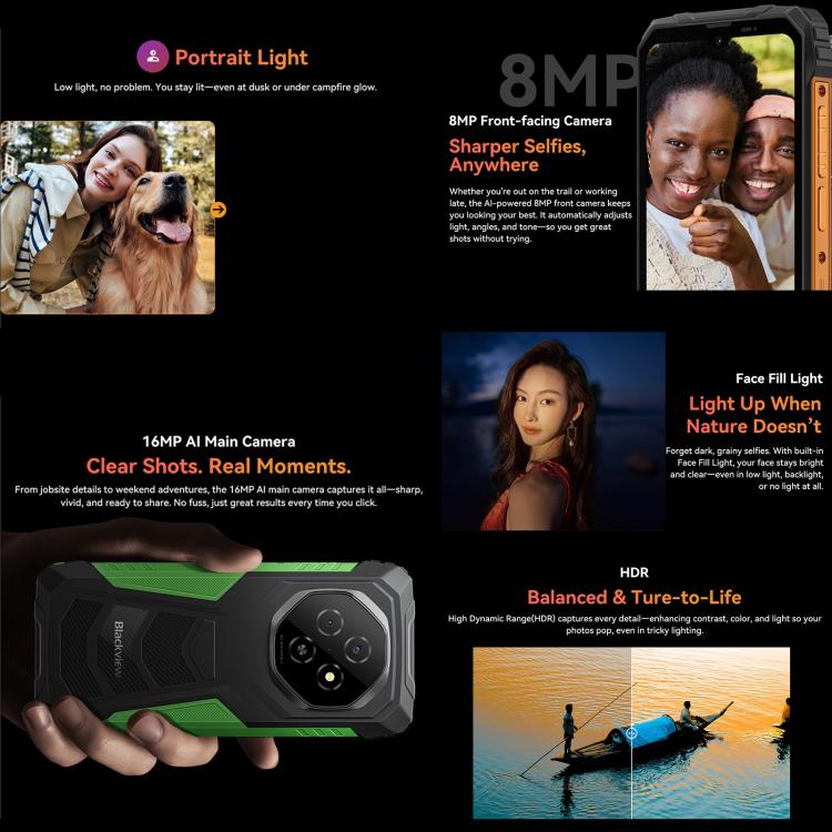 Blackview FORT 1, 6 Go+256 Go, Android 15 de 6,56 pouces, Octa Core Unisoc UMS9230E T615, Réseau : 4G, OTG, NFC, 6 Go+256 Go