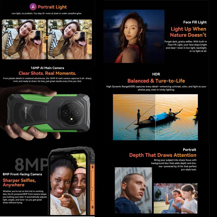 Blackview FORT 1, 4 Go+128 Go, Android 15 de 6,56 pouces, Octa Core Unisoc UMS9230E T615, Réseau : 4G, OTG, NFC, 4 Go+128 Go