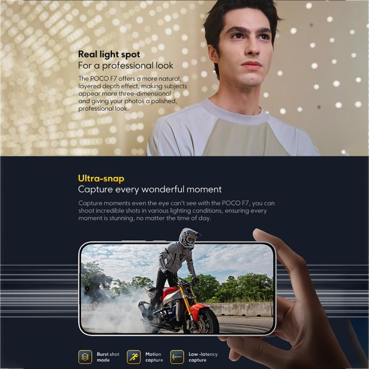 Xiaomi POCO F7 Global, 12 Go+256 Go, empreinte digitale sous l'écran, 6,83 pouces Xiaomi HyperOS 2 Snapdragon 8s Gen 4 Octa Core, NFC, Réseau: 5G, 12 Go+256 Go