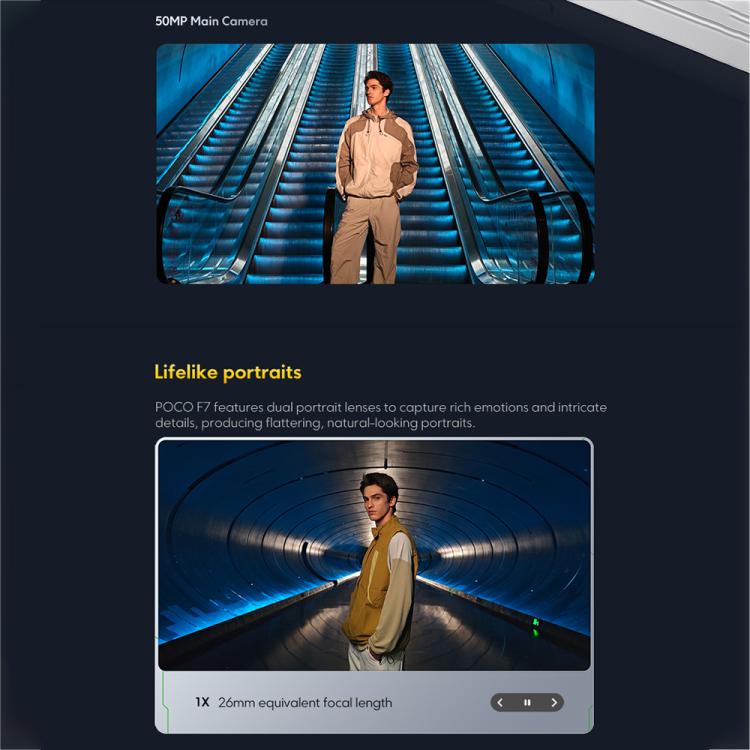 Xiaomi POCO F7 Global, 12 Go+256 Go, empreinte digitale sous l'écran, 6,83 pouces Xiaomi HyperOS 2 Snapdragon 8s Gen 4 Octa Core, NFC, Réseau: 5G, 12 Go+256 Go
