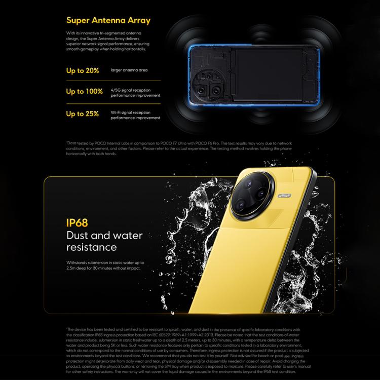 Xiaomi POCO F7 Ultra Global, 12 Go + 256 Go, empreinte digitale sous écran, 6,67 pouces Xiaomi HyperOS 2 Snapdragon 8 Elite Octa Core, NFC, Réseau : 5G, 12 Go + 256 Go