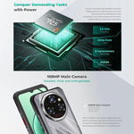 Téléphone robuste Oukitel WP62, 16 Go+512 Go, appareil photo 108 MP, identification par empreinte digitale, Android 15 de 6,6 pouces MediaTek Dimensity 7025 Octa Core, NFC, OTG, Réseau : 5G, 16 Go+512 Go