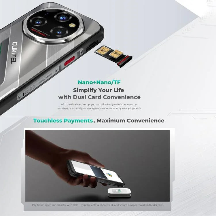 Téléphone durci Oukitel WP62, 12 Go+512 Go, appareil photo 108 MP, identification par empreinte digitale, Android 15 de 6,6 pouces, MediaTek Dimensity 7025 Octa Core, NFC, OTG, Réseau : 5G, 12 Go+512 Go