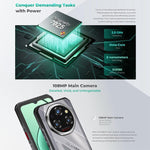 Téléphone durci Oukitel WP62, 12 Go+512 Go, appareil photo 108 MP, identification par empreinte digitale, Android 15 de 6,6 pouces, MediaTek Dimensity 7025 Octa Core, NFC, OTG, Réseau : 5G, 12 Go+512 Go