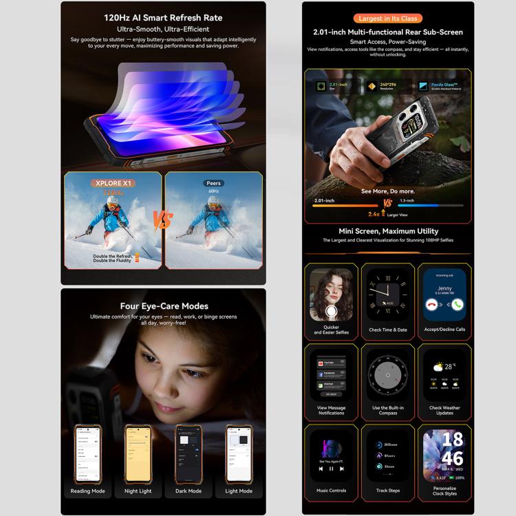 Blackview XPLORE X1, 12 Go+256 Go, Android 15 Dimensity 7050 MT8791V/HZA Octa Core de 6,78 pouces, Réseau : 5G, OTG, NFC, XPLORE X1 12 Go+256 Go