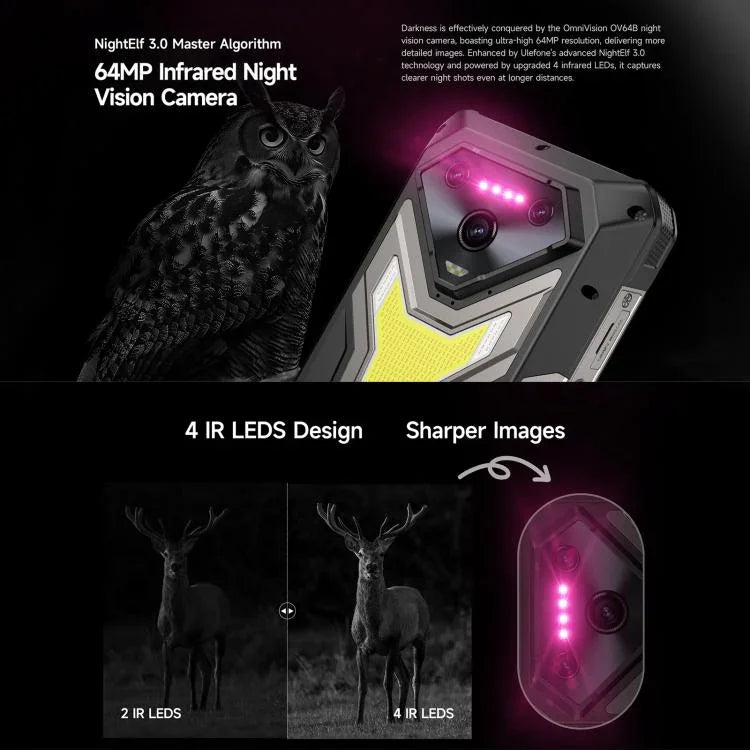 Ulefone Armor 34+, 16 Go+512 Go, Vision Nocturne, Téléphone Durci IP68/IP69K, 6,95 pouces Android 15 MediaTek Dimensity 7400X Octa Core, Réseau : 5G, NFC, OTG, Armor 34+