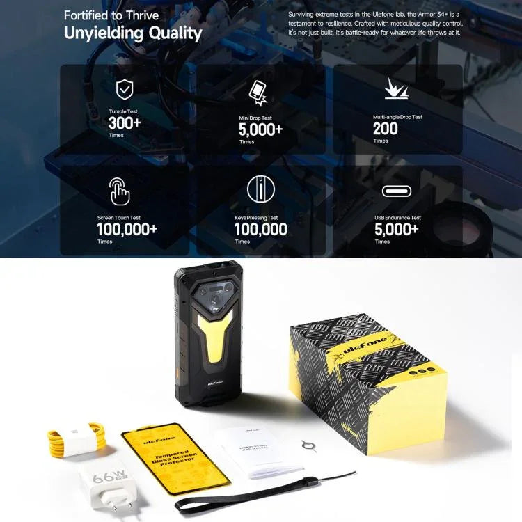Ulefone Armor 34 Pro+ Projecteur, 16 Go+512 Go, Vision Nocturne, Téléphone Robuste IP68/IP69K, Android 15 de 6,95 pouces MediaTek Dimensity 7400X Octa Core, Réseau : 5G, NFC, OTG, Armor 34 Pro+