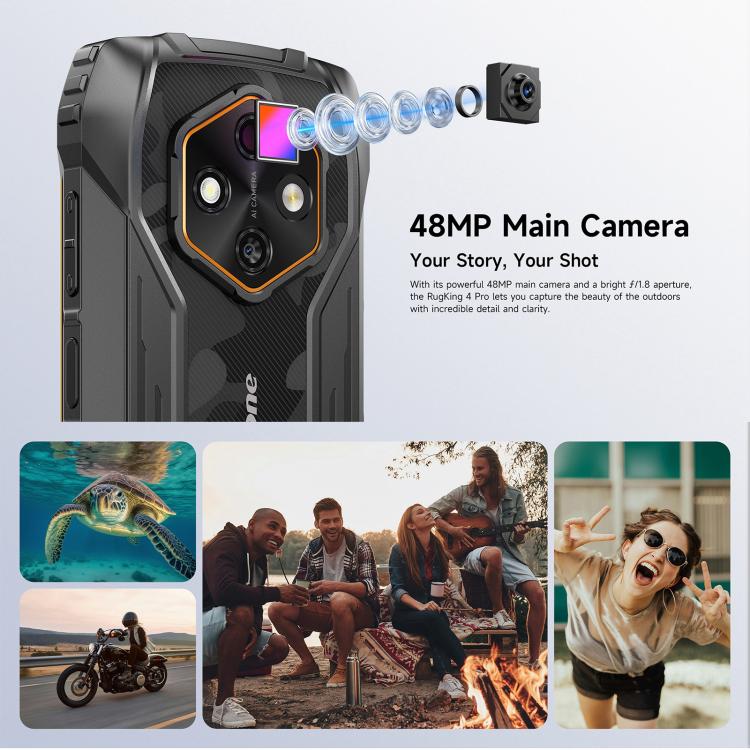 Ulefone RugKing 4 Pro, 8 Go+256 Go, Téléphone Robuste IP68/IP69K, Écran 6,56 pouces Android 15 Unisoc T7250 Octa Core, Réseau : 4G, NFC, OTG, RugKing 4 Pro, RugKing 4 Pro, 8 Go+256 Go