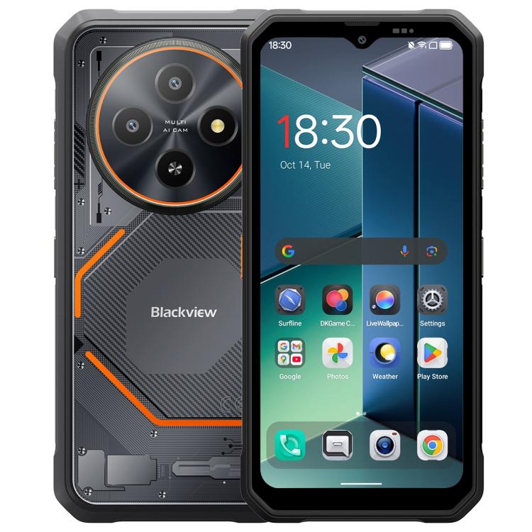 Blackview FORT 2 Téléphone durci, 8Go+256Go, 6,56 pouces Android 15 MediaTek MT6769V/CB Helio G81 Octa Core, Réseau: 4G, OTG, NFC, 8Go+256Go