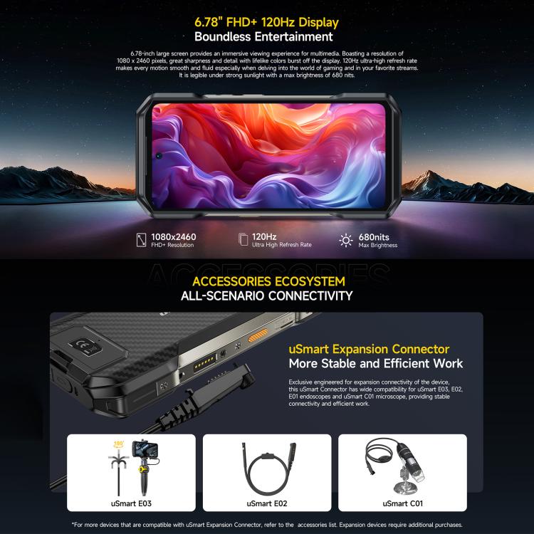 Téléphone robuste Ulefone Armor 27T+, 12 Go+256 Go, imageur thermique, vision nocturne, 10600 mAh, Android 14 MediaTek Helio G99 Octa Core 6,78 pouces, réseau : 4G, NFC, OTG, Armor 27T+