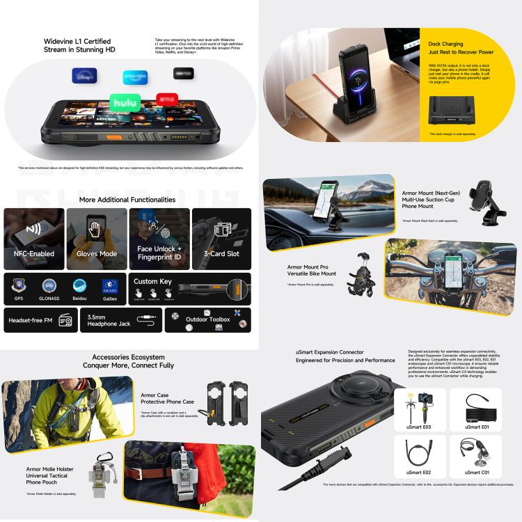 Ulefone RugKing, 8 Go + 128 Go, Téléphone Robuste IP68/IP69K, Android 15 Unisoc T7255 Octa Core de 5,99 pouces, Réseau: 4G, NFC, OTG, RugKing, 8 Go + 128 Go