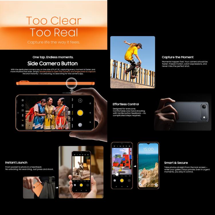Blackview Oscal FLAT 3C, 4 Go + 64 Go, 6,56 pouces Android 16 Unisoc UMS312 T310 Quad Core, OTG, Réseau : 4G, 4 Go + 64 Go