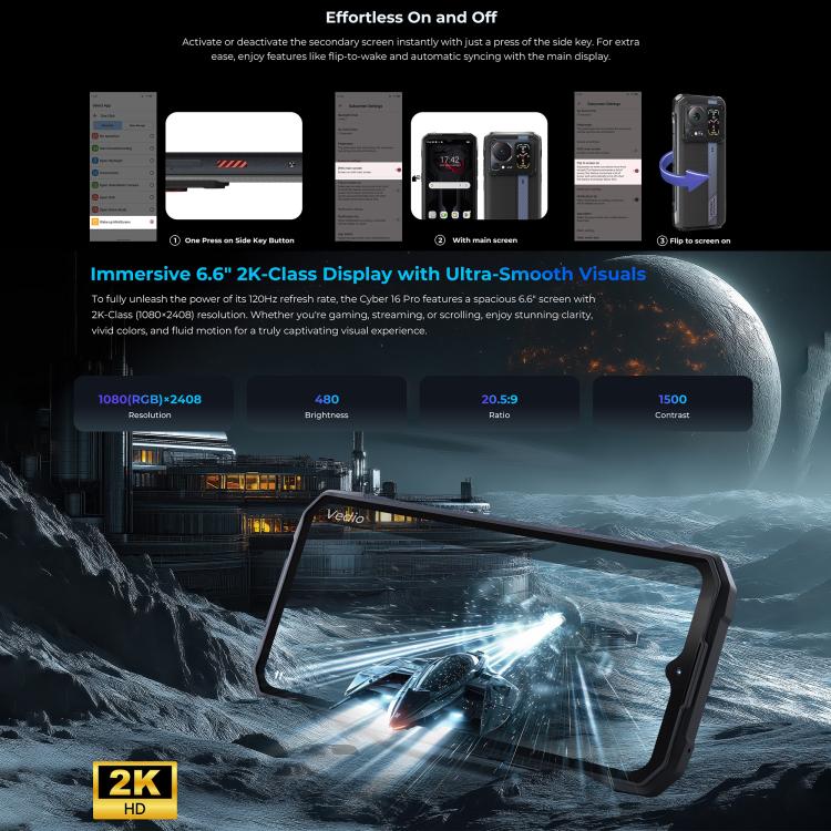 HOTWAV Cyper 16 Pro Rugged Phone, 8GB+512GB, 6.6 inch Android 15 MediaTek MT6789H Helio G100 Octa, Network: 5G, OTG, NFC