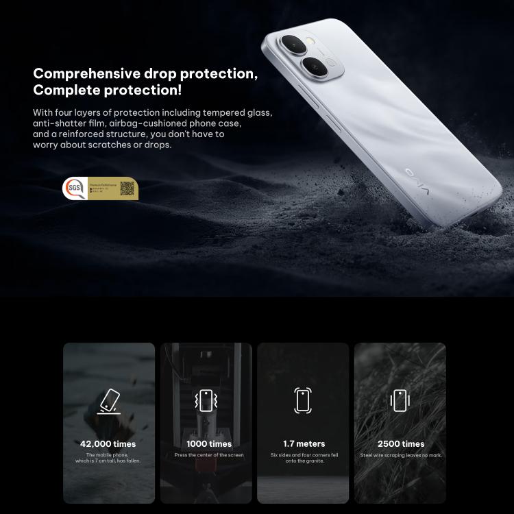 vivo Y500i, 8GB+128GB, Empreinte digitale latérale, Android 16 OriginOS 6 de 6,75 pouces, Snapdragon 4 Gen Octa Core, OTG, NFC, Réseau : 5G, 8GB+128GB