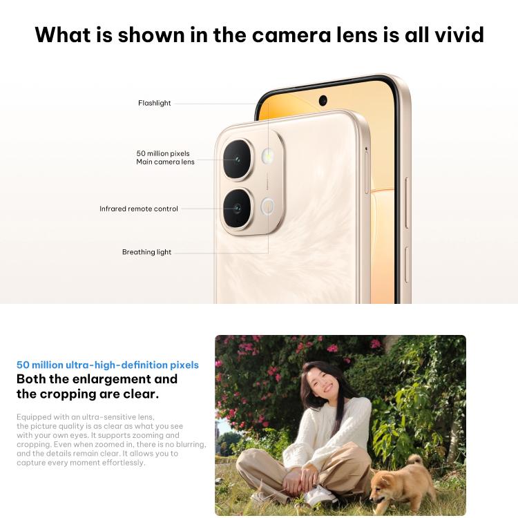 vivo Y500i, 8 Go + 256 Go, empreinte digitale latérale, Android 16 OriginOS 6 Snapdragon 4 Gen Octa Core de 6,75 pouces, OTG, NFC, Réseau : 5G, 8 Go + 256 Go