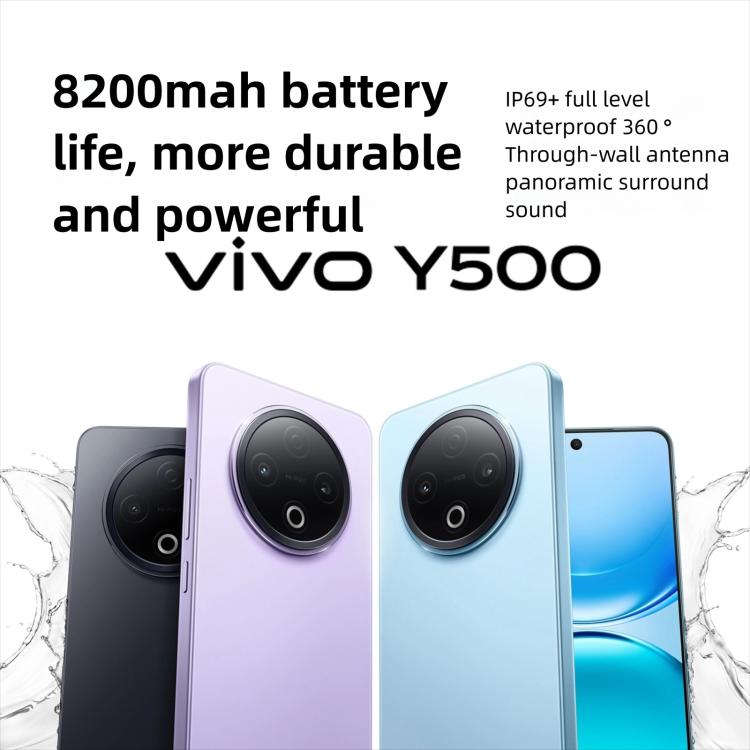 vivo Y500, 8 Go + 128 Go, Android 15 OriginOS 5 de 6,77 pouces Dimensity 7300 Octa Core, OTG, NFC, Réseau : 5G, 8 Go + 128 Go