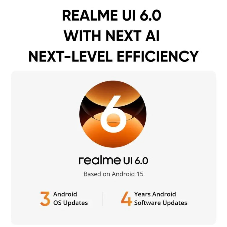 Realme 15T, 8 Go + 128 Go, identification d'empreintes digitales à l'écran, 6,57 pouces Realme UI 6.0 Android 15 MediaTek Dimensity 6400 Max Octa Core, NFC, Réseau : 5G, 8 Go + 128 Go