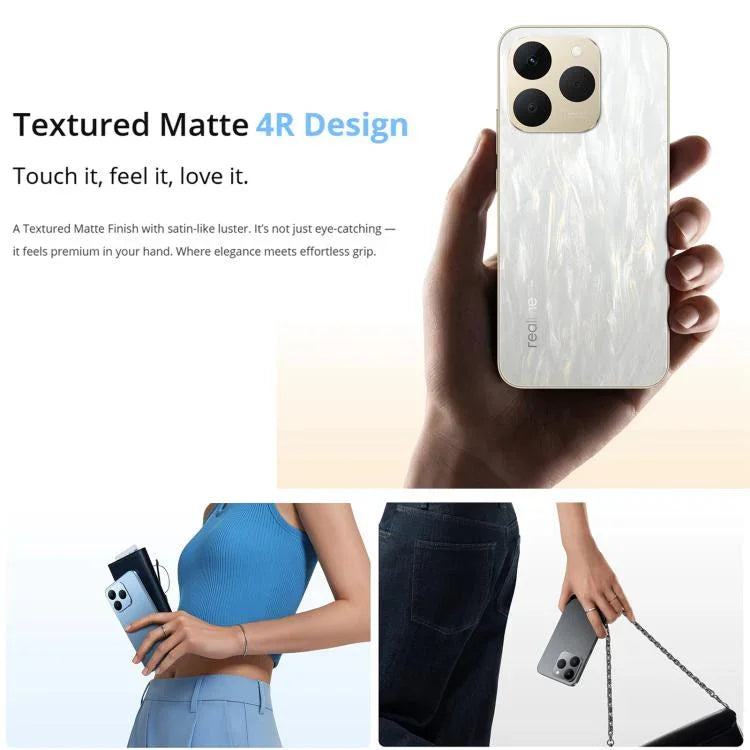 Realme 15T, 8 Go + 128 Go, identification d'empreintes digitales à l'écran, 6,57 pouces Realme UI 6.0 Android 15 MediaTek Dimensity 6400 Max Octa Core, NFC, Réseau : 5G, 8 Go + 128 Go