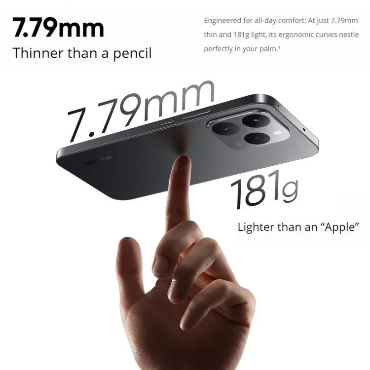 Realme 15T, 8 Go + 256 Go, identification par empreinte digitale sous l'écran, 6,57 pouces Realme UI 6.0 Android 15 MediaTek Dimensity 6400 Max Octa Core, NFC, Réseau : 5G, 8 Go + 256 Go