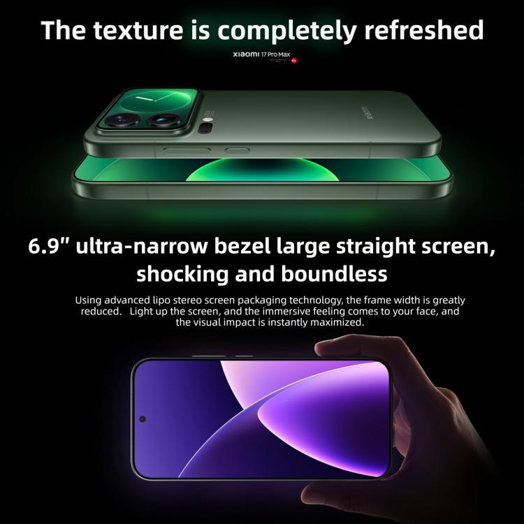 Xiaomi 17 Pro Max, 12 Go + 512 Go, empreinte digitale ultrasonique 3D, 6,9 pouces + 2,9 pouces, Xiaomi HyperOS 3 Snapdragon 8 Elite Gen 5 Octa Core, NFC, Réseau : 5G, 12 Go + 512 Go
