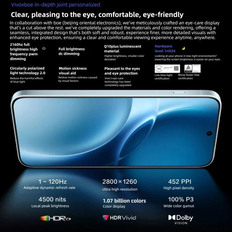 vivo X300 Pro, 12 Go+256 Go, OriginOS 6 Android 16 de 6,78 pouces Dimensity 9500 Octa Core, OTG, NFC, Réseau : 5G, 12 Go+256 Go