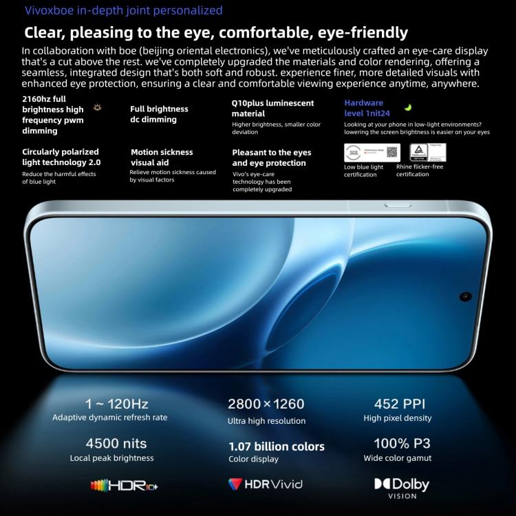vivo X300 Pro, 16 Go + 1 To, OriginOS 6 Android 16 6,78 pouces Dimensity 9500 Octa Core, OTG, NFC, Réseau : 5G, 16 Go + 1 To