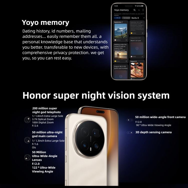 Honor Magic8 Pro, 12GB+256GB, Empreinte digitale sous l'écran, 6,71 pouces MagicOS 10.0 / Android 16 Snapdragon 8 Elite Gen 5 Octa Core, Réseau: 5G, NFC, OTG, 12GB+256GB