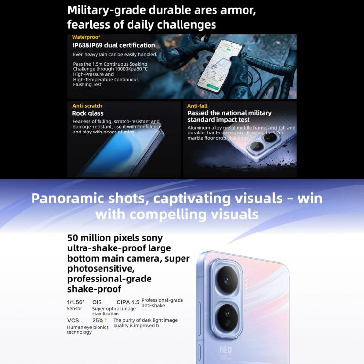 vivo iQOO Neo11, 12 Go+256 Go, Face ID / Déverrouillage par empreinte digitale sur l'écran, Android 16 OriginOS 6 Snapdragon 8 Elite Octa Core de 6,82 pouces, OTG, NFC, Réseau : 5G, iQOO Neo11, 12 Go+256 Go