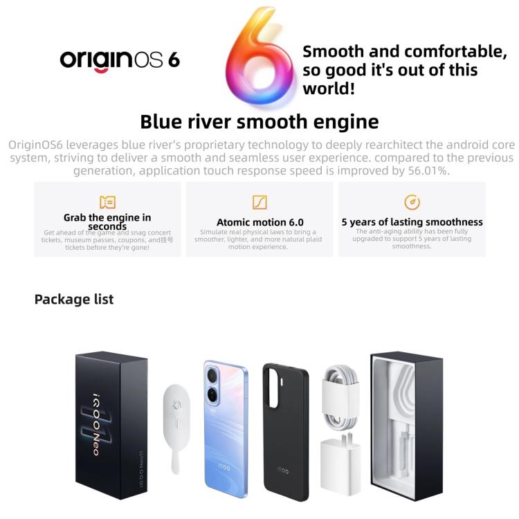vivo iQOO Neo11, 12 Go+512 Go, Face ID / Identification d'empreintes digitales sous l'écran, Android 16 OriginOS 6 Snapdragon 8 Elite Octa Core de 6,82 pouces, OTG, NFC, Réseau : 5G, iQOO Neo11, 12 Go+512 Go