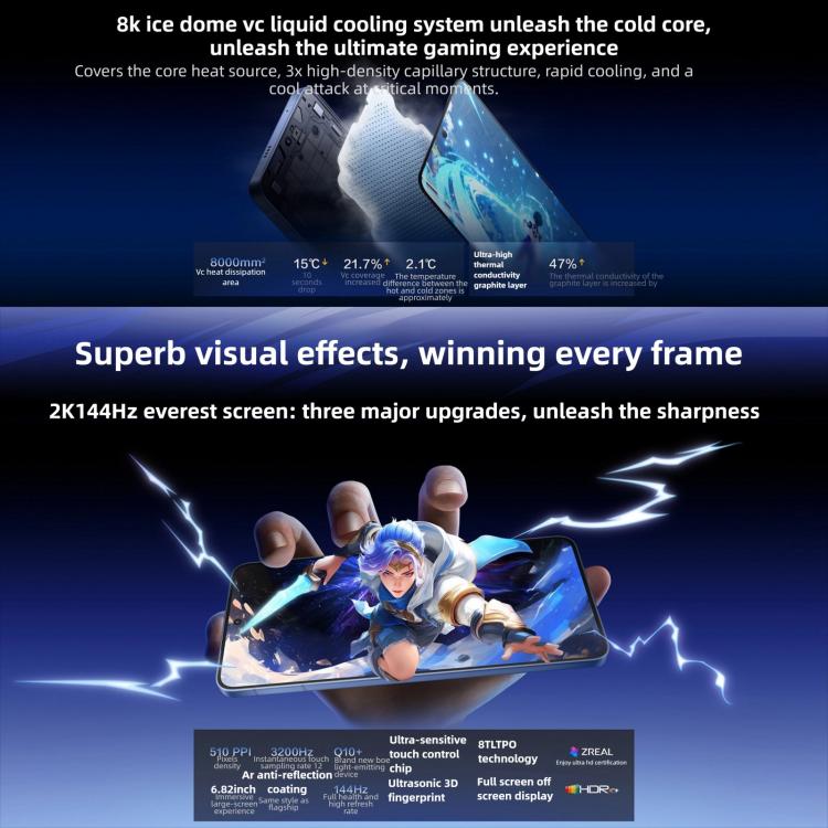 vivo iQOO Neo11, 12 Go+512 Go, Face ID / Identification d'empreintes digitales sous l'écran, Android 16 OriginOS 6 Snapdragon 8 Elite Octa Core de 6,82 pouces, OTG, NFC, Réseau : 5G, iQOO Neo11, 12 Go+512 Go