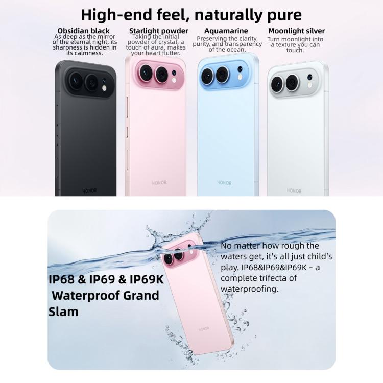 Honor 500, 12 Go+512 Go, empreinte digitale sous l'écran, 6,55 pouces MagicOS 10.0 / Android 16 Snapdragon 8s Gen 4 Octa Core, réseau : 5G, NFC, OTG, Honor 500, 12 Go+512 Go