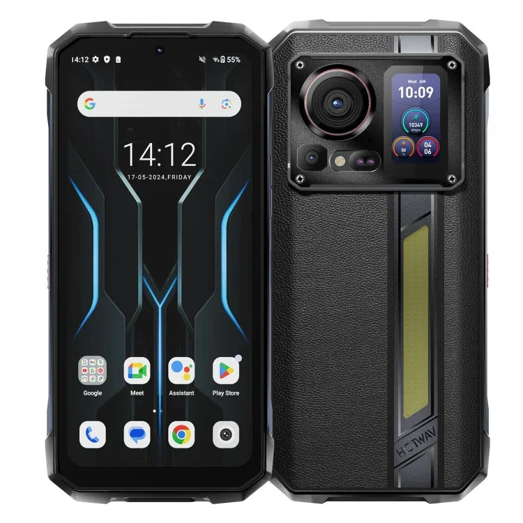 Téléphone robuste HOTWAV Hyper 7 Pro, 16 Go + 256 Go, batterie 10 800 mAh, écran 6,6 pouces, Android 14, processeur MediaTek Dimensity 7050 5G, compatible 5G, OTG et NFC.