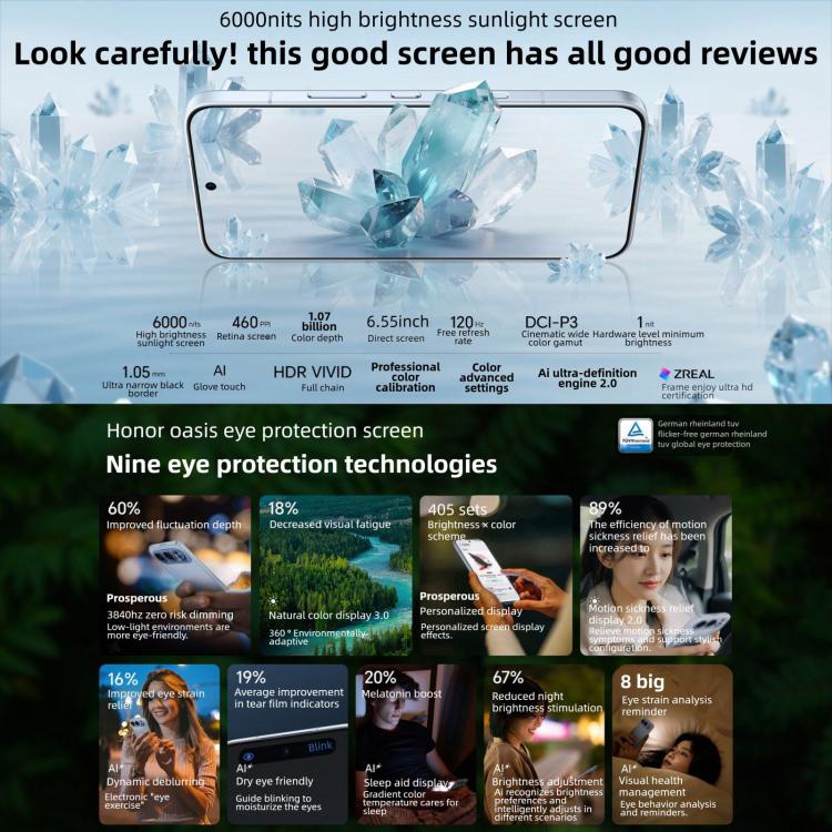 Honor 500 Pro, 12 Go + 256 Go, empreinte digitale sous l'écran, 6,55 pouces MagicOS 10.0 / Android 16 Snapdragon 8 Elite Gen 4 Octa Core, Réseau : 5G, NFC, OTG, Honor 500 Pro, 12 Go + 256 Go