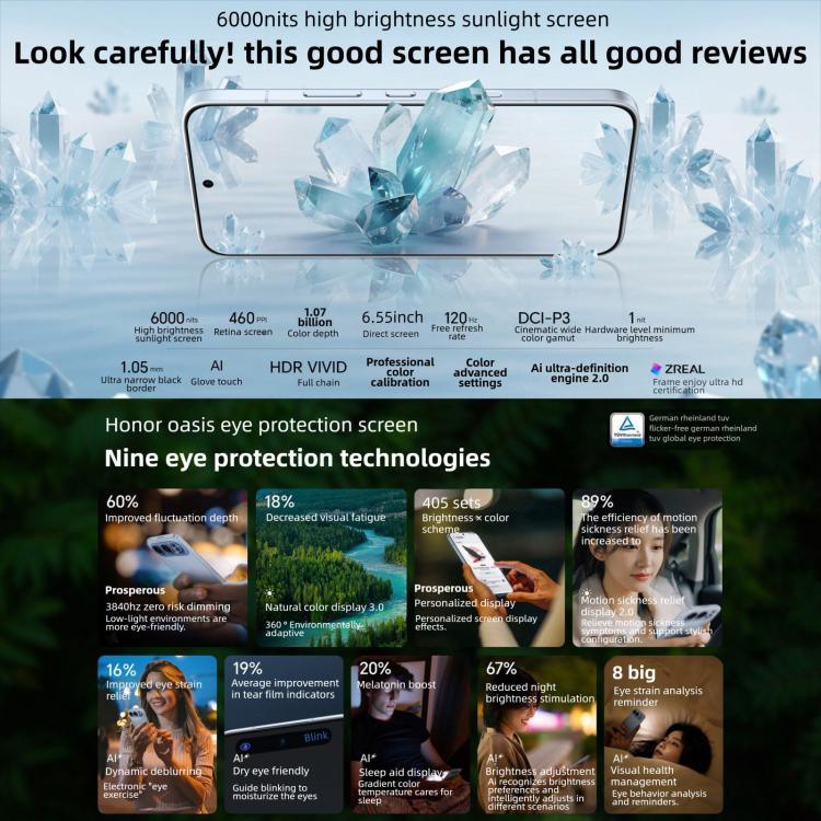 Honor 500 Pro, 16 Go+512 Go, empreinte digitale sous écran, MagicOS 10.0 / Android 16, 6,55 pouces, Snapdragon 8 Elite Gen 4 Octa Core, Réseau : 5G, NFC, OTG, Honor 500 Pro, 16 Go+512 Go