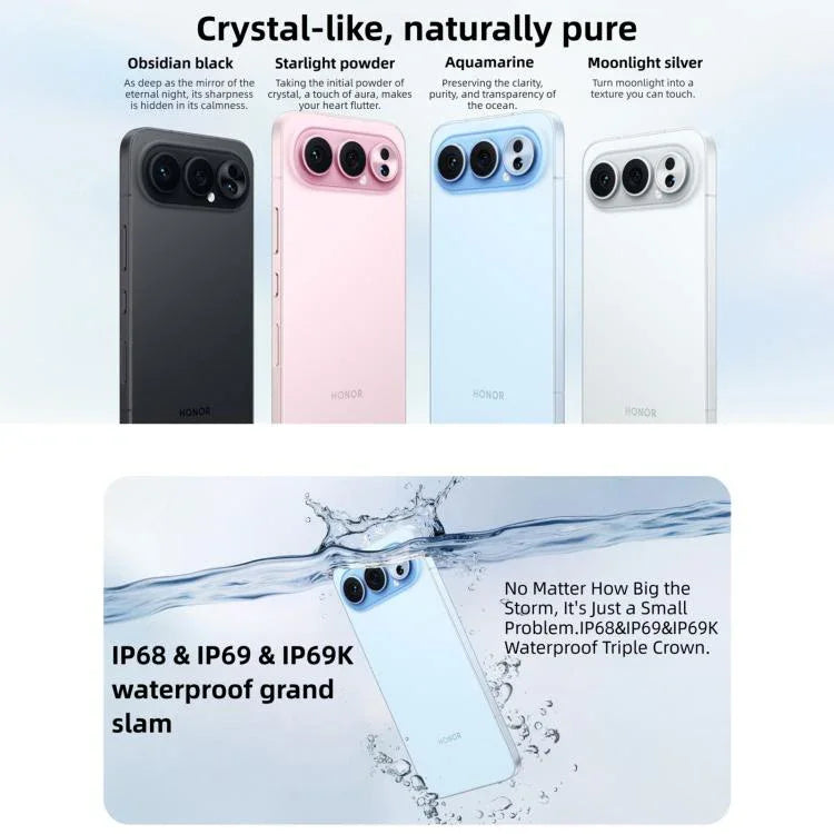 Honor 500 Pro, 16 Go+512 Go, empreinte digitale sous écran, MagicOS 10.0 / Android 16, 6,55 pouces, Snapdragon 8 Elite Gen 4 Octa Core, Réseau : 5G, NFC, OTG, Honor 500 Pro, 16 Go+512 Go