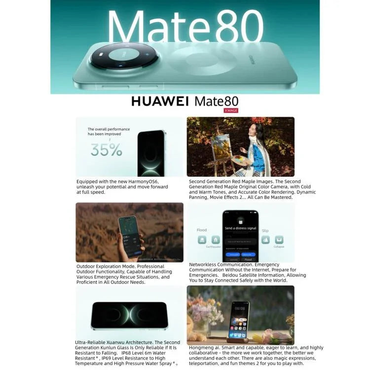 HUAWEI Mate 80, 12 Go+256 Go, Identification latérale des empreintes digitales, HarmonyOS 6.0 Kirin 9020 de 6,75 pouces, NFC, OTG, Ne prend pas en charge Google Play, 12 Go+256 Go