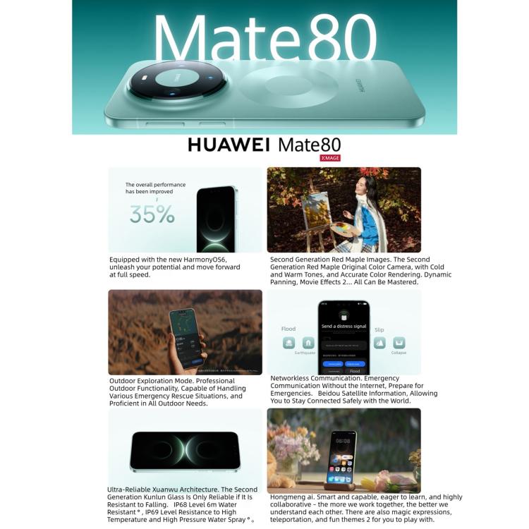 HUAWEI Mate 80, 12 Go+512 Go, Identification latérale par empreinte digitale, HarmonyOS 6.0 Kirin 9020 de 6,75 pouces, NFC, OTG, Ne prend pas en charge Google Play, 12 Go+512 Go