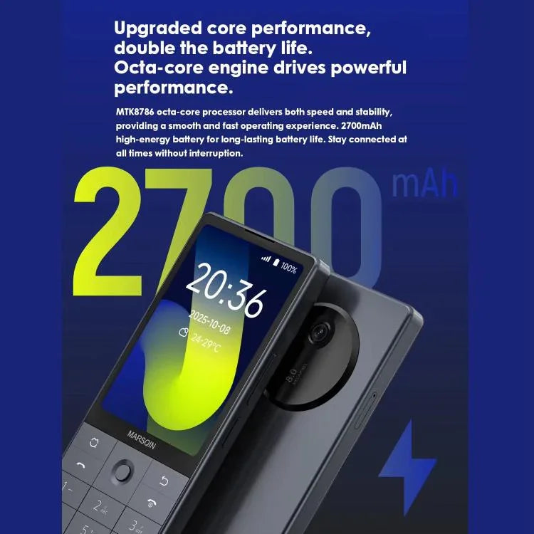 DUOQIN F25 Téléphone portable intelligent à clavier pour personnes âgées, 6 Go+128 Go, Android 14 MTK8786 Octa-Core de 3,54 pouces, Réseau : 4G